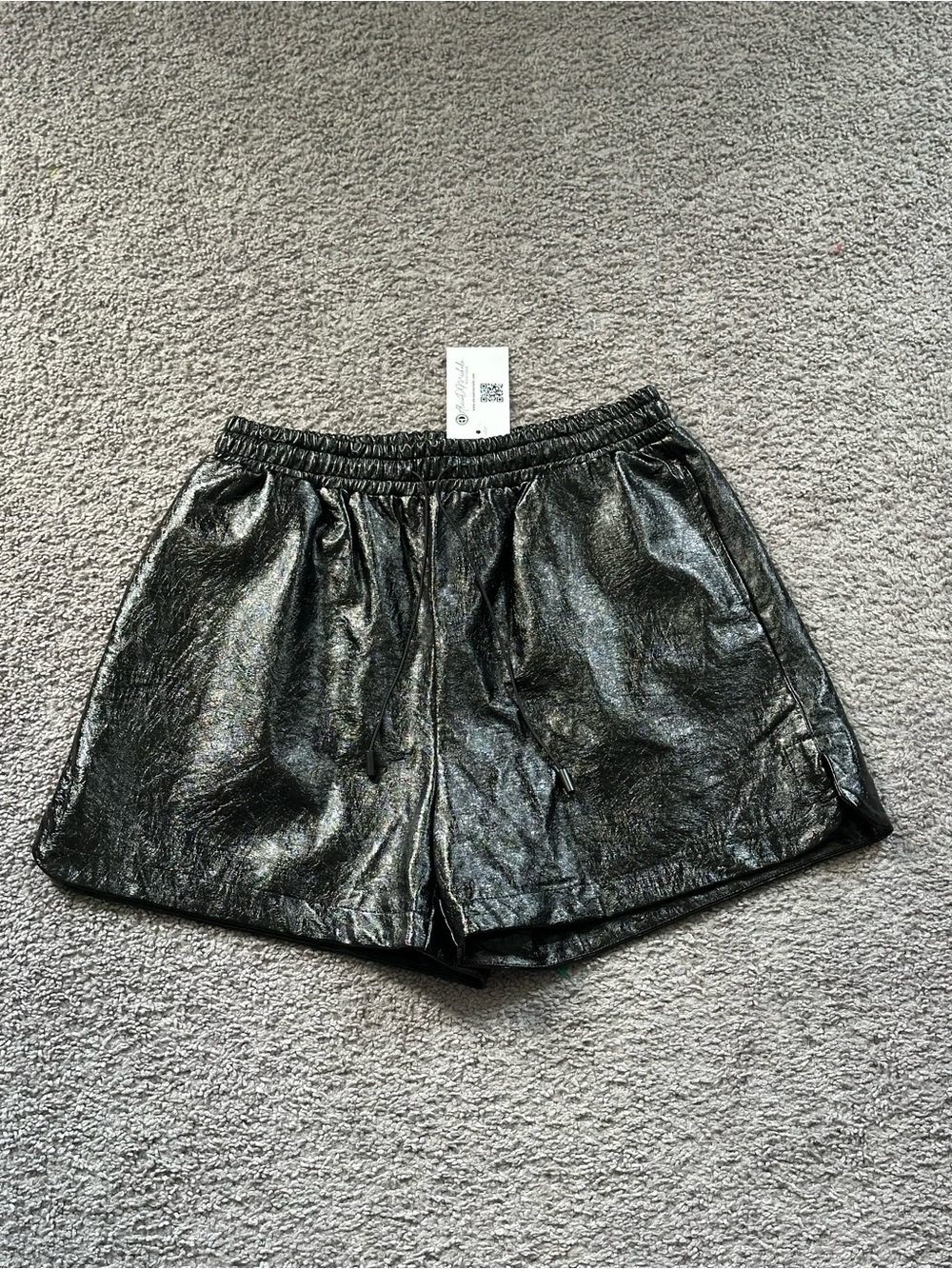 Aaron & Amber “Elaine” Women’s Black Faux Leather Shorts